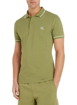 Camisa Polo Calvin Klein Tipping Verde para Homem