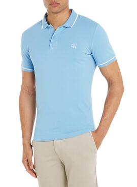 Camisa Polo Calvin Klein Jeans Tipping Slim Azul para Homem.