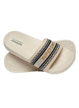 Chinelos Superdry Vegan Webbing Pool Branco para Mulher.