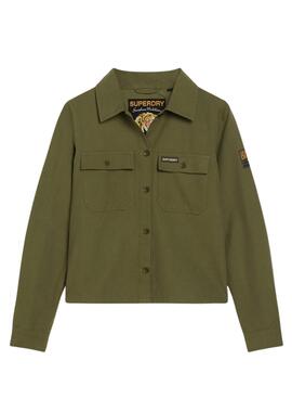 Jaqueta Superdry Militar Verde Feminina com Apliques