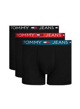 Conjunto de 3 cuecas Tommy Jeans Trunk preto para homem.