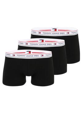 Conjunto de 3 cuecas Tommy Jeans Trunk preto para homem.