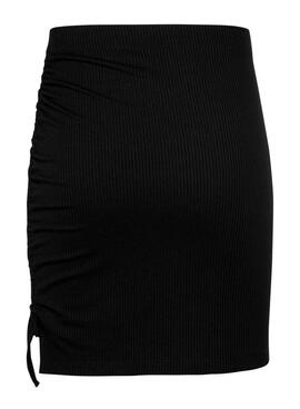 Saia Tommy Jeans Gathering Rib Mini Preto para Mulher