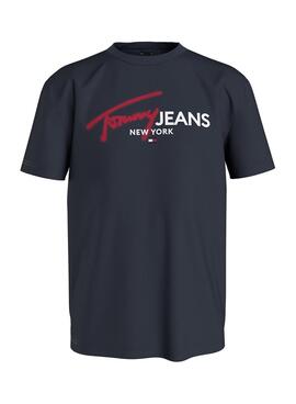 Camiseta Tommy Jeans Spray Pop Azul Marinho Para Homem