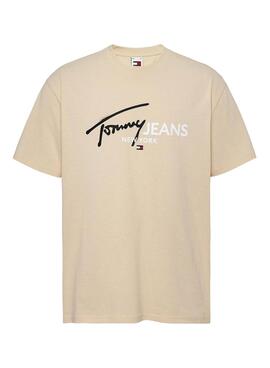 Camiseta Tommy Jeans Spray Pop Beige Para Homem