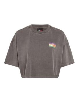 Camiseta Tommy Jeans Oversize Verão Cinza para Mulher.