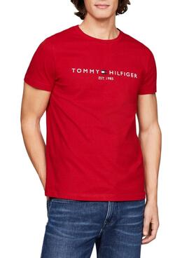 Camiseta Tommy Hilfiger Logo Vermelho para Homem