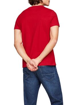 Camiseta Tommy Hilfiger Logo Vermelho para Homem