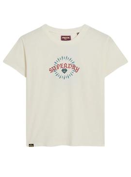 Camiseta Superdry Tattoo Branca para Mulher.