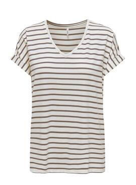 Camiseta Only Moster Beige Para Mulher