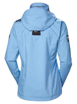 Jaqueta Helly Hansen Crew com capuz azul para mulher.