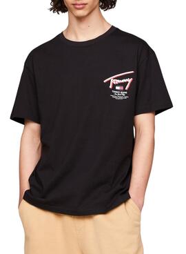 Camiseta Tommy Jeans 3D Street Signature Preto para Homem
