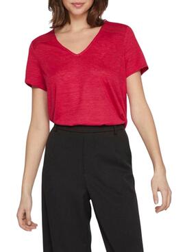 Camiseta Vila Viamer V-Neck Rosa Para Mulher