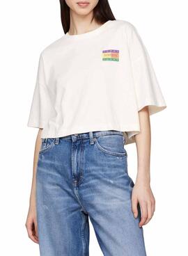 Camiseta Tommy Jeans Oversize Summer Branco Para Mulher