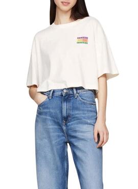 Camiseta Tommy Jeans Oversize Summer Branco Para Mulher