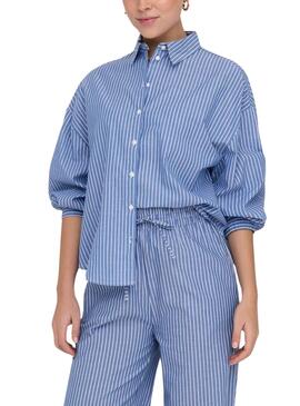 Camisa Only Larja Azul Para Mulher