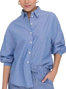 Camisa Only Larja Azul Para Mulher