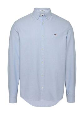 Camisa Tommy Jeans Reg Oxford Azul Para Homem