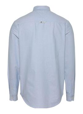 Camisa Tommy Jeans Reg Oxford Azul Para Homem