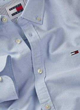 Camisa Tommy Jeans Reg Oxford Azul Para Homem