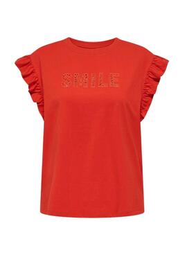 Camiseta Only Pernille Vermelha para Mulher.