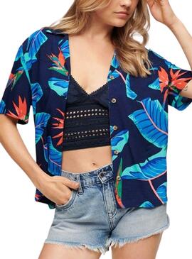 Camisa Superdry Beach Azul Para Mulher.
