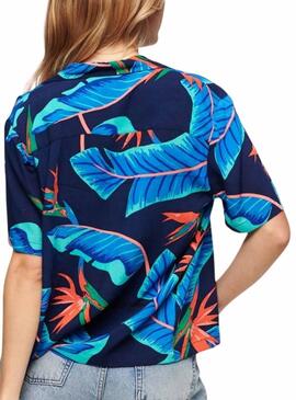 Camisa Superdry Beach Azul Para Mulher.