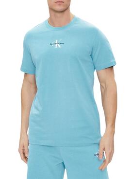 Camisa Calvin Klein Jeans Monologo Azul para Homem.