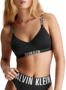 Sutiã bralette Calvin Klein forrado preto para mulher.