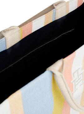 Bolsa Tommy Hilfiger Beach Tote Listras Multicolor para Mulher.