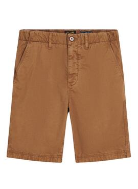 Bermudas Superdry Officer Chino marrom para homem.