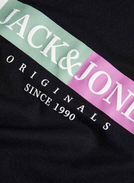 Camiseta Jack and Jones Lafayette Preto Para Homem.
