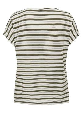 Camisa Only Susie Glitter Listrada Branca Para Mulher