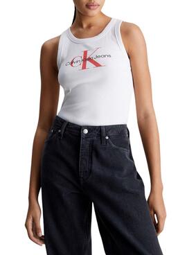 Camiseta Calvin Klein Arquivo Monólogo Branca Para Mulher