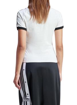 Camiseta Adidas 3 Listras Slim Cinza para Mulher.