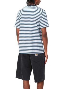 Camiseta Carhartt Pocket Stripe Azul e Branco
