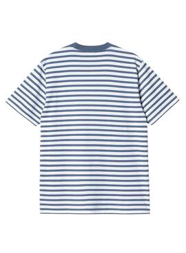 Camiseta Carhartt Pocket Stripe Azul e Branco
