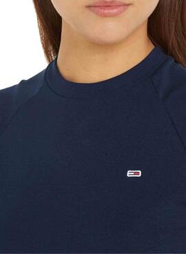 Top Tommy Jeans Slim Crop Babylock Marinho Para Mulher