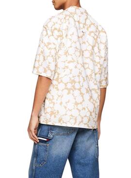 Camisa Tommy Jeans Relaxed Floral Aop Bege Para Homem