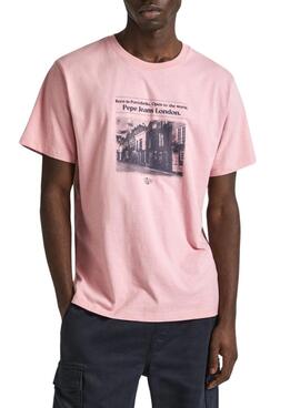 Camiseta Pepe Jeans Cooper Rosa Para Homem