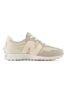 Tênis New Balance 327 Bege para meninos e meninas.