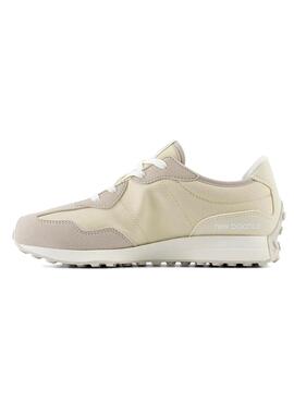Tênis New Balance 327 Bege para meninos e meninas.