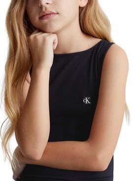 Vestido Calvin Klein Badge Tank Preto Menina