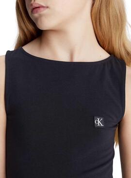 Vestido Calvin Klein Badge Tank Preto Menina