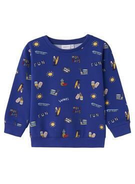 Moletom Name It Frej Estampado Azul Para Menino