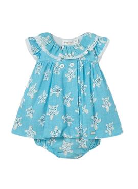 Vestido Mayoral Estampado Capri Azul Para Bebê.