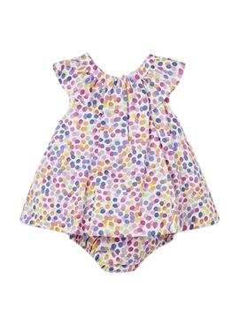 Vestido Mayoral Estampado de Seda Violeta para Bebé.