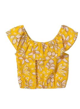 Top estampado com babados amarelo para meninas da Mayoral