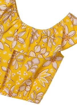 Top estampado com babados amarelo para meninas da Mayoral