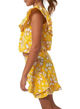 Top estampado com babados amarelo para meninas da Mayoral